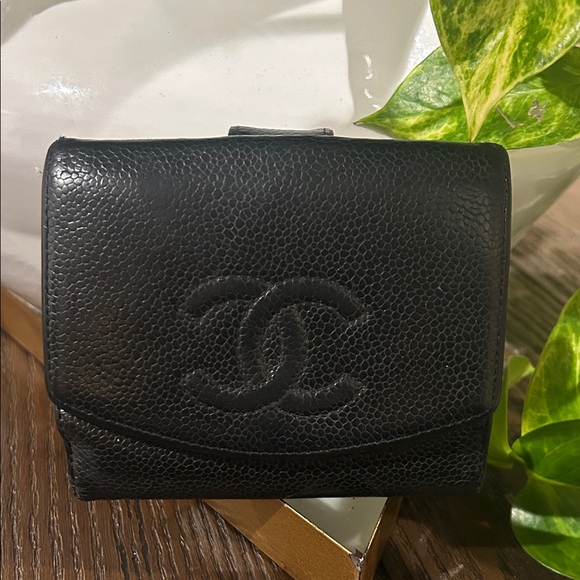 Chanel Black Caviar LeatherCompact Wallet